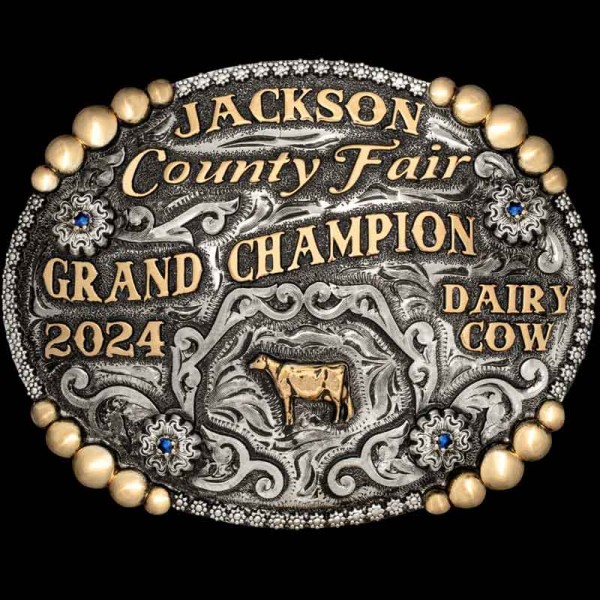 Our Benson Custom Belt Buckle is sure to make any stock show winner smile. Features our signature berry frame and matted lettering. Customize it now!
